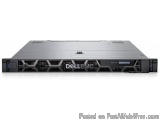 The image shows a Dell EMC server. It is a rack-mounted server with a silver exterior and a black interior. The front panel o...