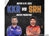 The image is a promotional poster for the match between KKR and SRH in the Indian Premier League (IPL) 2020. The poster has a...