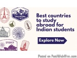 The image is a banner or advertisement for a study abroad program for Indian students. It has a white background with a purpl...