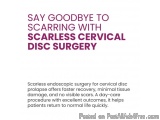 The image is a text-based graphic with a pink background and white text. The text reads "Say goodbye to scarring with scarles...
