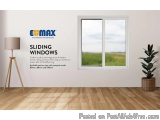 The image shows a room with a large window on the wall. The window has a white frame and is sliding open, allowing natural li...