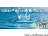 The image is a graphic design with a blue background and a splash of water in the center. The splash is made up of multiple d...