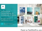 The image is an advertisement for interior designing and construction services offered by a company called "Interior Designin...