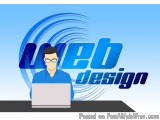 The image is a graphic design that represents a web design company. It has a blue background with the word "web design" writt...