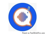 The image is a circular logo with a blue background. In the center of the logo, there is a white fish with a striped pattern...