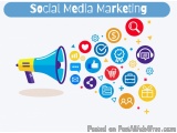 The image is a graphic design that represents the concept of social media marketing. It has a blue background with the words...