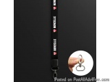 The image shows a black lanyard with a red logo on it. The logo is of the word "BORCELLE" written in white capital letters. B...