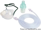 The image shows a medical device, specifically an oxygen mask, which is used to treat a patient's oxygen saturation. The devi...