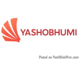 The image is a logo of the company "Yashobhumi". The logo is a simple design with a white background and a red color scheme....