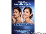 The image is an advertisement for a product called "Still Battling Acne & Dark Spots Every Day?". It features two young women...