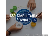 The image is a graphic design that represents the concept of CSR Consultancy Services. It has a blue circle in the center wit...