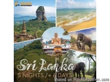 The image is a collage of four different pictures of Sri Lanka. The first picture on the top left shows a beautiful landscape...