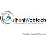The image is a logo for a company called "irihantWebtech". The logo is a combination of a blue and silver color scheme. On th...