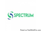 The image is a logo for a company called "SPECTRUM". The logo is written in a modern, sans-serif font and is in a dark green...