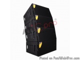 The image shows a black metal rack with multiple compartments. The compartments are arranged in a vertical manner, with the t...