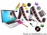 The image is a digital illustration of a laptop with a film strip in front of it. The film strip is in the center of the imag...