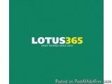 The image is a logo for Lotus365, a company that has been trusted since 2015. The logo is written in white and yellow text on...