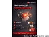The image is an advertisement for a book titled "The Psychology of Modern Marketing: Why People Don't Just Buy - They Decide"...