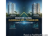 The image is an advertisement for Signature Global Cloverdale SPR vs Titanium SPR, a comparison between the two companies. Th...