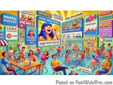 The image is a colorful illustration of a group of people sitting around a table in a restaurant or cafe. The table is covere...