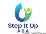 The image is a logo for a company called Step It Up ABA. The logo is a circular shape with a blue and green color scheme. Ins...