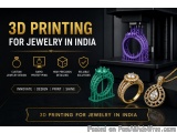 The image is an advertisement for 3D printing for jewelry in India. It has a black background with white text that reads "3D...
