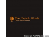 The image is a logo for a company called "The Dutch Minds". The logo is a simple design with a black background and orange te...