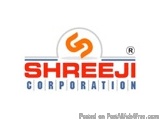 The image is a logo for Shreeji Corporation. The logo is rectangular in shape and has a white background. The word "Shreeji"...
