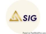 The image is a logo for a company called SIG. The logo is circular in shape and has a white background. On the left side of t...
