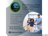 The image is an advertisement for Physiotherapy of Brain & Spine Rehabilitation Centre at home. It features a young girl and...