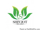 The image is a logo for a company called Shivjot Farm & Resorts. The logo is a combination of two green leaves, one in the sh...