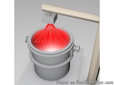 The image shows a 3D model of a round, grey-colored object with a red light emanating from it. The object appears to be a mac...