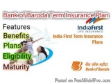 The image is a banner or advertisement for the Bank of Baroda Term Insurance Plan. It has a white background with the logo of...