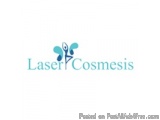 The image is a logo for LaserCosmesis, a company that provides laser hair care services. The logo is written in a modern, san...