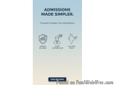 The image is a screenshot of a website homepage with a light blue background. The title of the page is "Admissions Made Simpl...