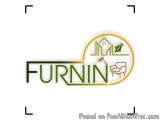 The image is a logo for a furniture brand called Furnin. The logo is circular in shape and has a yellow background. Inside th...