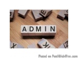 The image shows a wooden surface with the word "ADMIN" spelled out in white capital letters. The letters are arranged in a sc...