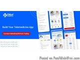 The image is a banner or advertisement for a telemedicine app called "Build Your Telemedicines App". The banner has a blue ba...