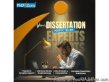 The image is an advertisement for a dissertation project. It has a black background with a yellow banner on the top left corn...