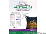 The image is an advertisement for an admission open for a study opportunity in Australia. The background of the image is whit...