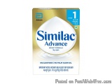 The image is a product packaging of Similac Advance Infant Formula. The packaging is rectangular in shape and has a blue and...