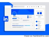 The image is a screenshot of a LinkedIn profile page. The page has a blue and white color scheme with the LinkedIn logo on th...