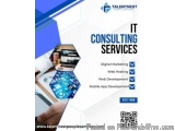 The image is an advertisement for TalentNest People Services, a company that provides IT consulting services. The background...