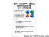 The image is an advertisement for the best Microsoft Office courses online with certificates. It has a white background with...