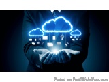 The image shows a pair of hands holding a blue cloud-shaped icon. The cloud is made up of multiple interconnected lines and d...