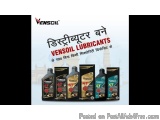 The image is an advertisement for Vensoil lubricants in Hindi. The background of the image is a blue sky with a white mosque...