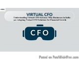 The image is a graphic design that represents the concept of virtual CFO (Virtual CFO) services in India. It features a pair...