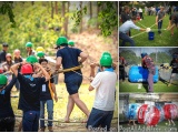 The image is a collage of four photos showing a group of people participating in an outdoor activity. The first photo on the...