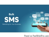 The image is a graphic design that represents the concept of bulk SMS marketing for a business. The background is a solid blu...