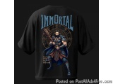 The image is a black t-shirt with a graphic design on the front. The design features a man with a beard and mustache, wearing...